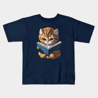 Reading Cat Kids T-Shirt